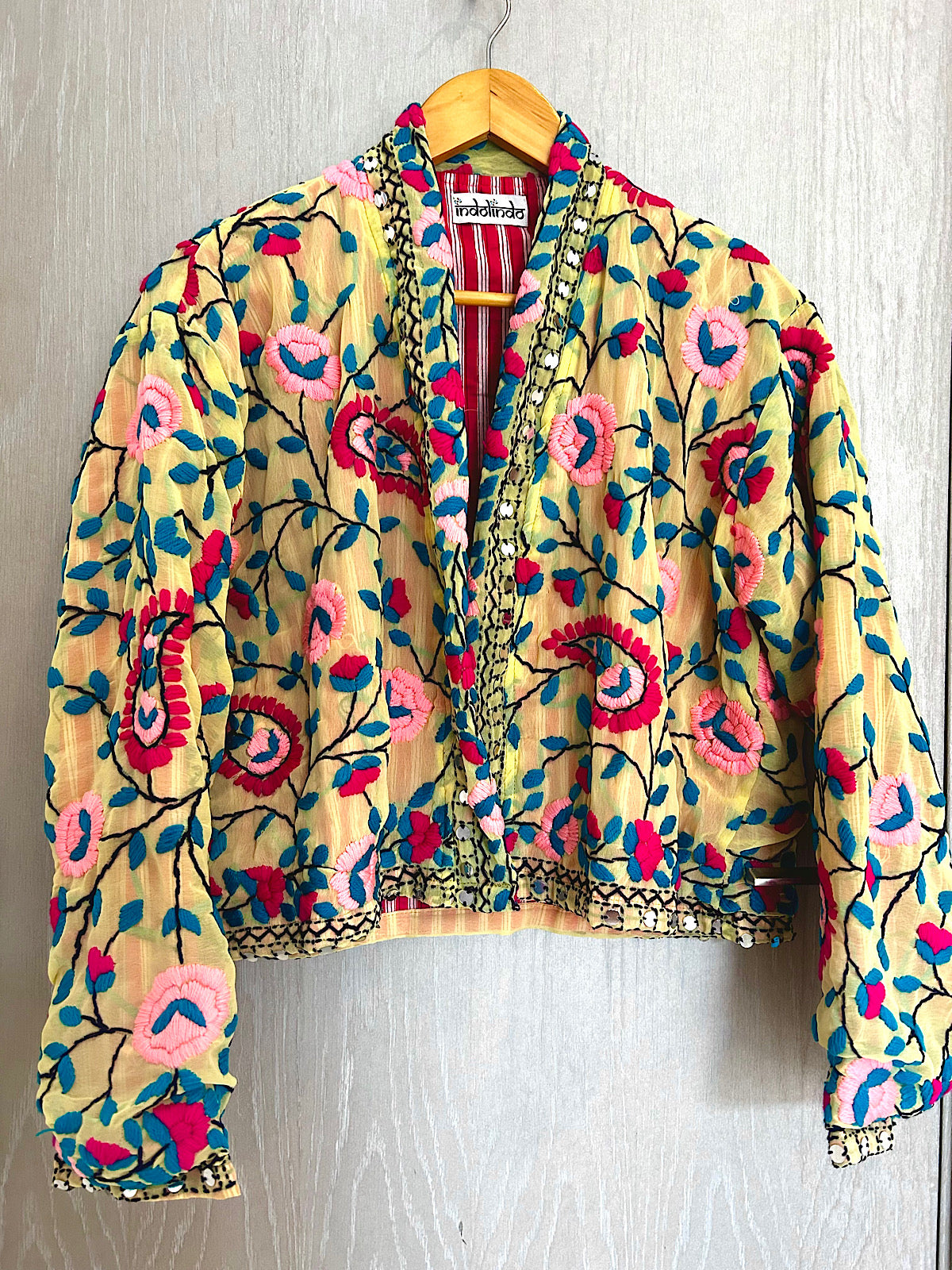 Yellow with Red Paisley Crop Bohemian Jacket