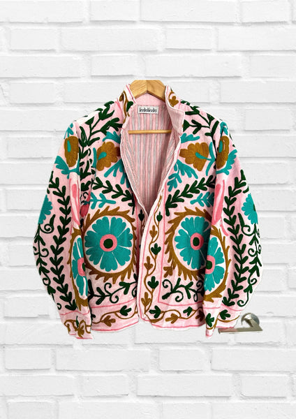 Pink Velvet Embroidered Jacket