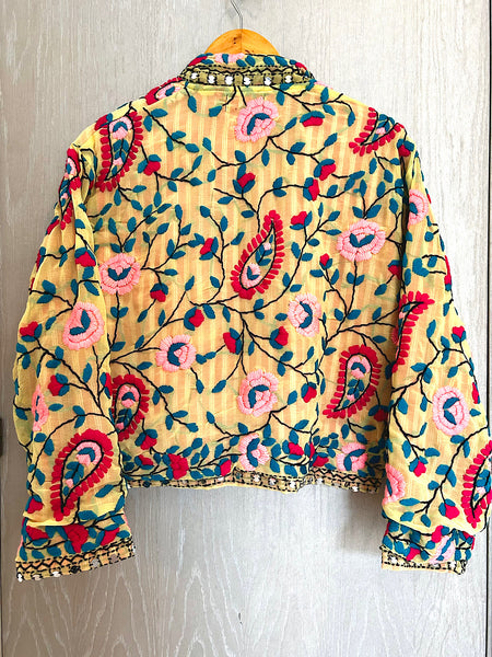 Yellow with Red Paisley Crop Bohemian Jacket