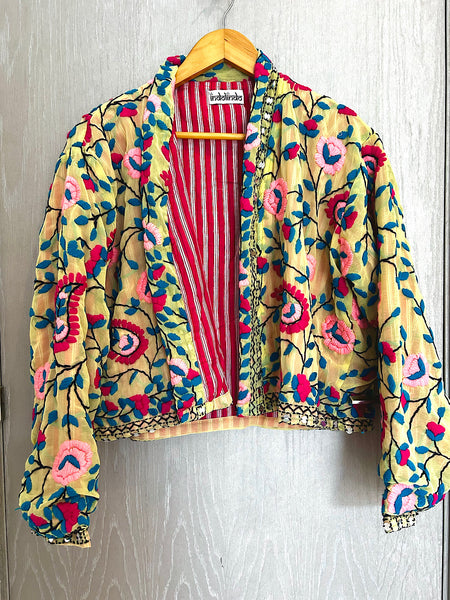 Yellow with Red Paisley Crop Bohemian Jacket