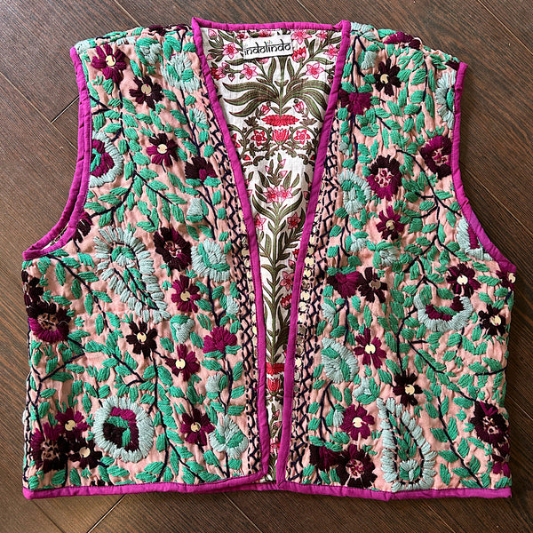 Green and Magenta Crop Bohemian Jacket