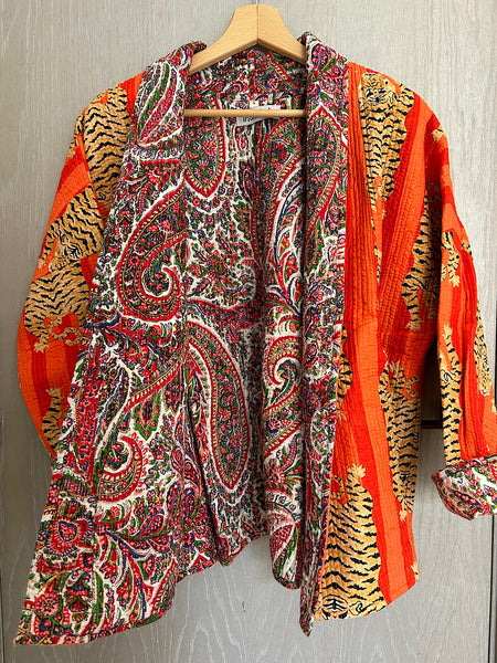 Orange Tiger Cotton Wrap Reversible Jacket