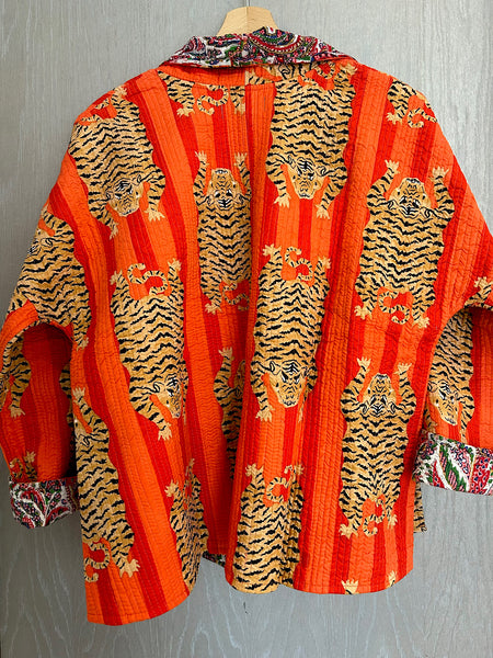 Orange Tiger Cotton Wrap Reversible Jacket