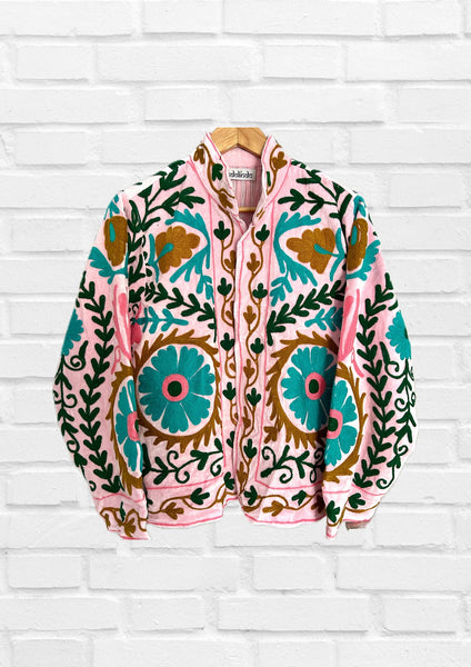 Pink Velvet Embroidered Jacket