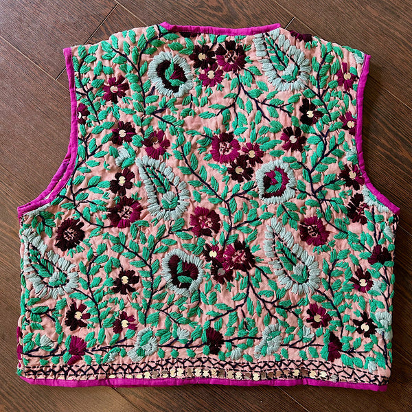 Green and Magenta Crop Bohemian Jacket