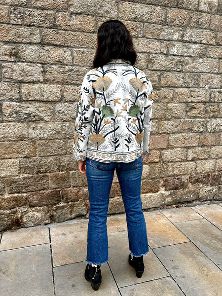 Steel Grey Velvet Embroidered Jacket