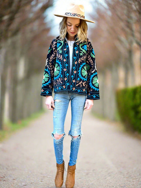 Black Velvet Embroidered Jacket