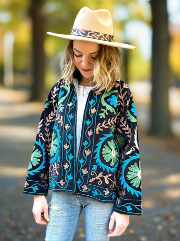 Black Velvet Embroidered Jacket